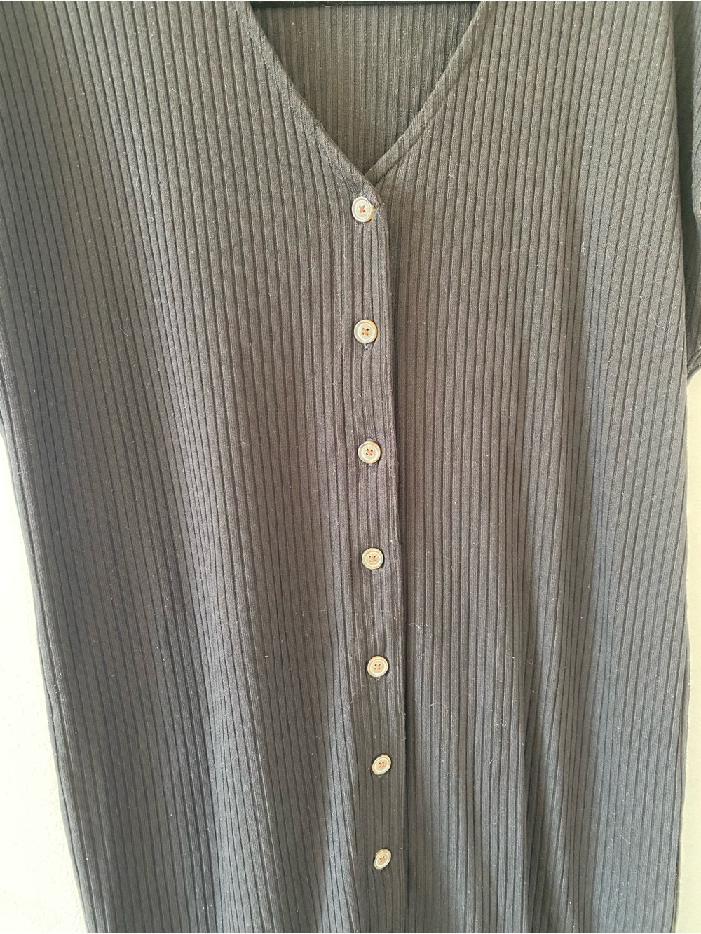 Old Navy Black Ribbed Button-Front V-Neck Dress size xl - Picture 5 of 6